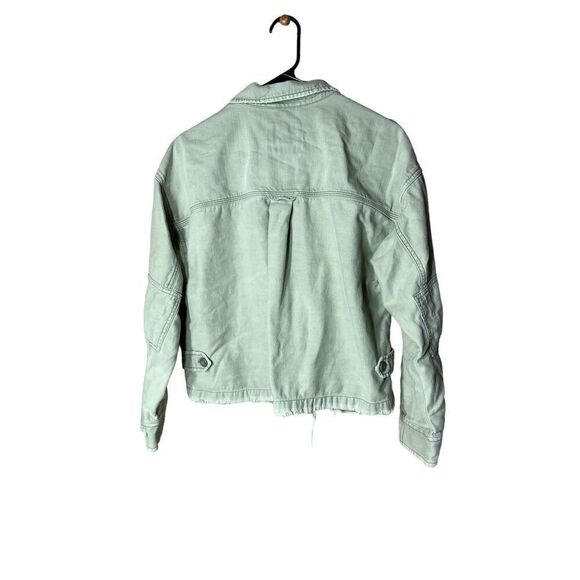 American Eagle Olive Green Cotton Military Cropped Jacket Shacket Size Medium‎ - Picture 7 of 9